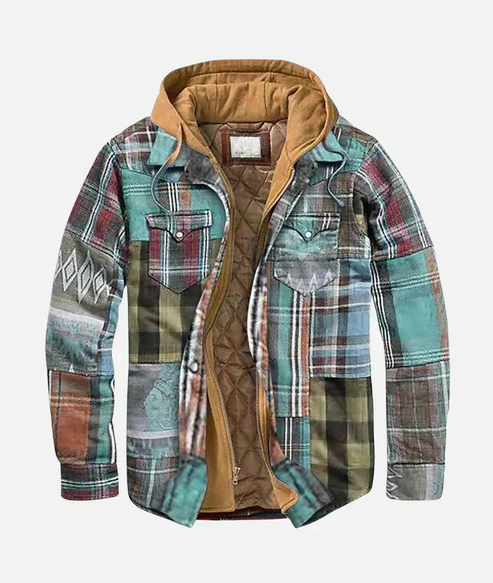 Alain–Patchwork Jacke mit Karomuster