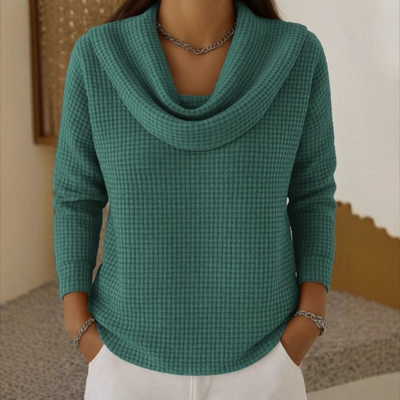 Amber™ – Warmer Waffelpullover mit elegantem Wasserfallausschnitt