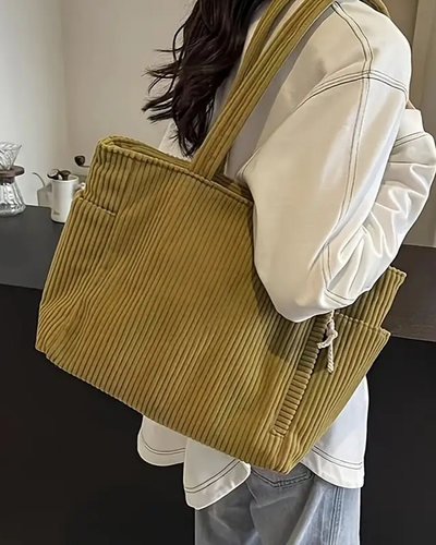 Tilda–Gerippte Tragetasche mit Kordel Detail