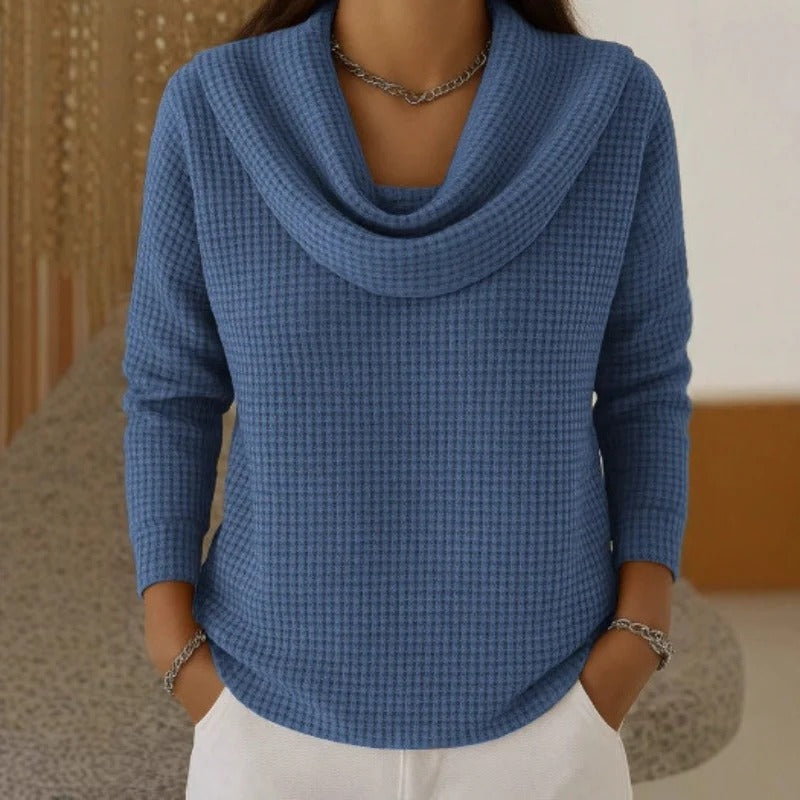 Amber™ – Warmer Waffelpullover mit elegantem Wasserfallausschnitt