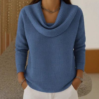 Amber™ – Warmer Waffelpullover mit elegantem Wasserfallausschnitt