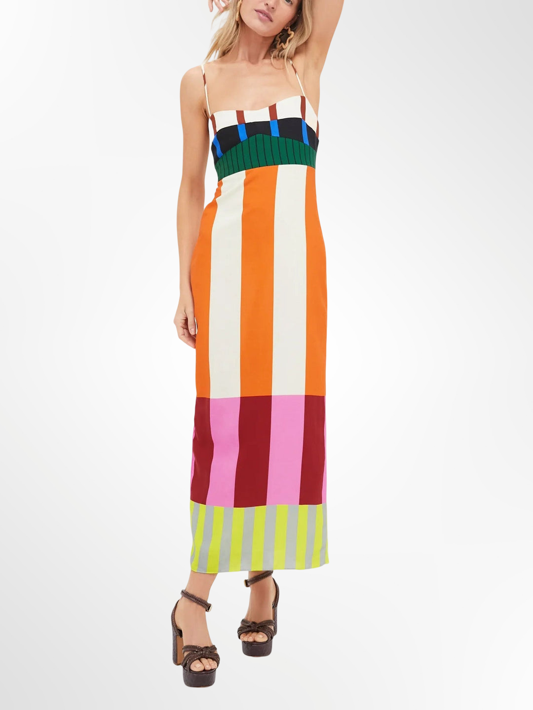 Elsa–Mehrfarbiges langes Kleid