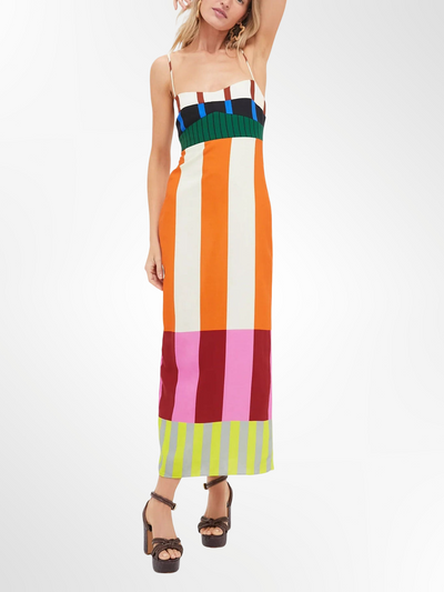 Elsa–Mehrfarbiges langes Kleid