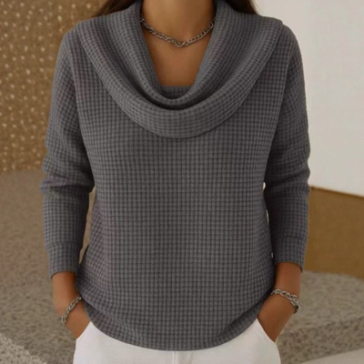 Amber™ – Warmer Waffelpullover mit elegantem Wasserfallausschnitt
