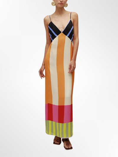 Elsa–Mehrfarbiges langes Kleid