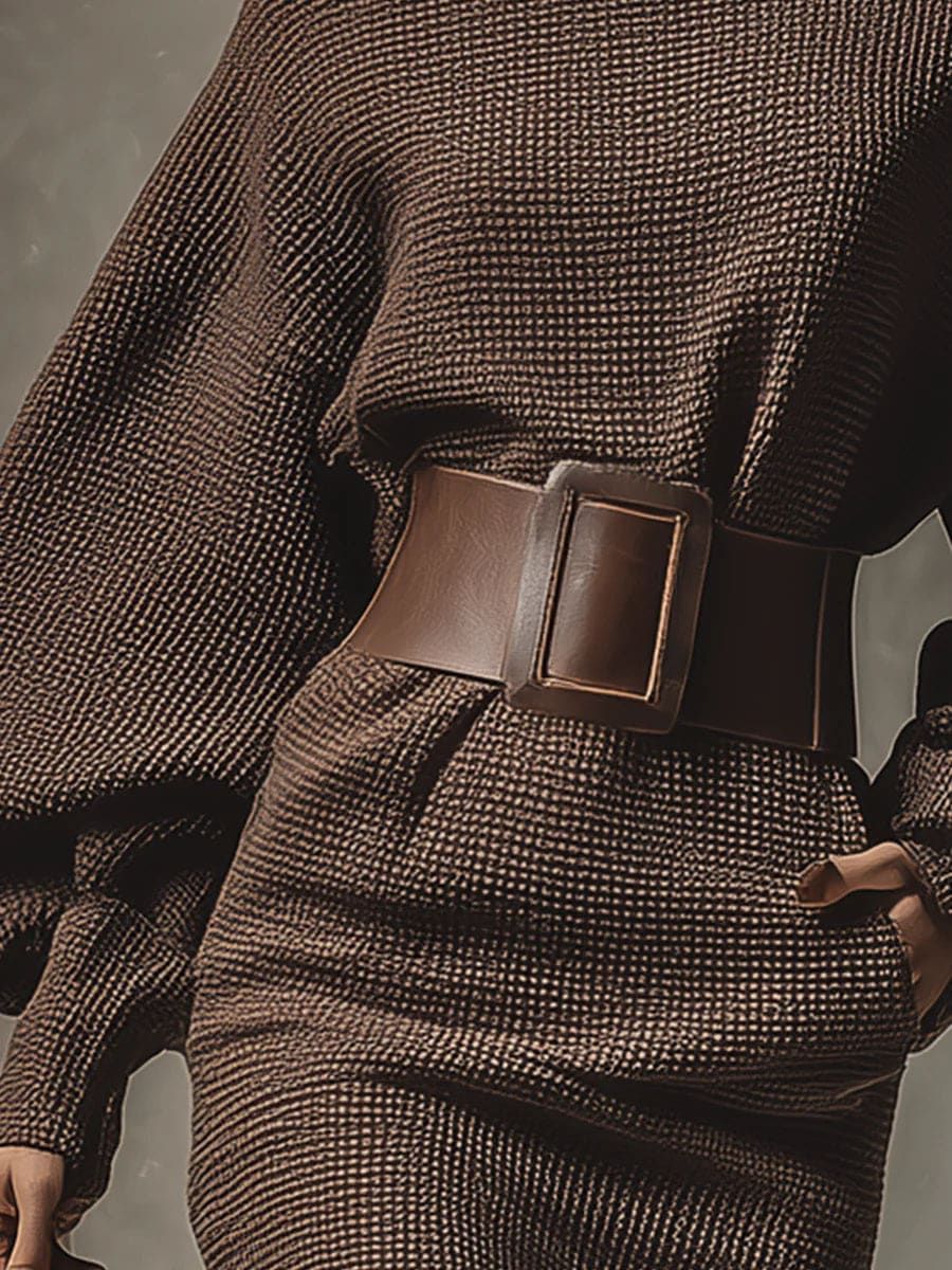 CLÉA | Kurzes Strickkleid mit strukturiertem Gürtel