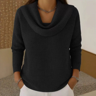 Amber™ – Warmer Waffelpullover mit elegantem Wasserfallausschnitt