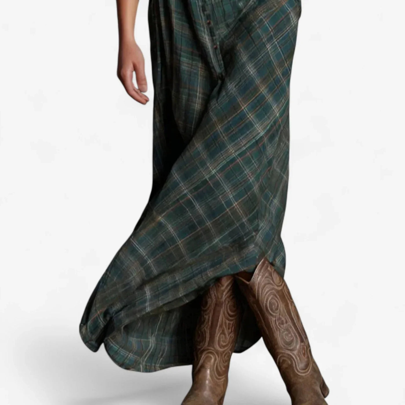 Pink – Smaragdgrünes Karohemdkleid