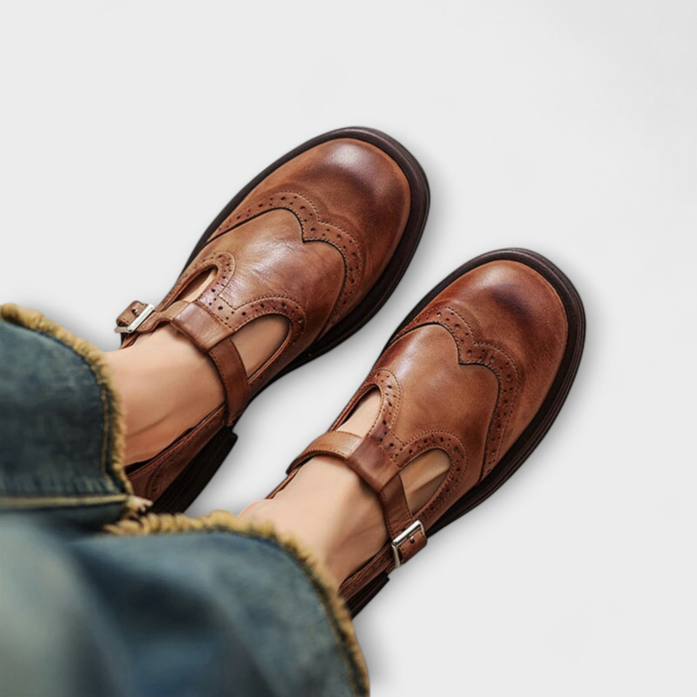 Eike-Klassische T-Riemchen Lederschuhe
