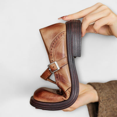 Eike-Klassische T-Riemchen Lederschuhe