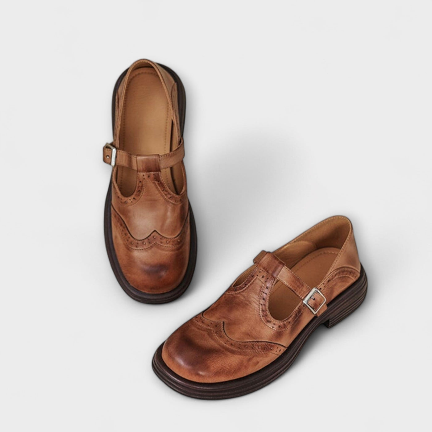 Eike-Klassische T-Riemchen Lederschuhe