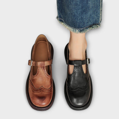 Eike-Klassische T-Riemchen Lederschuhe
